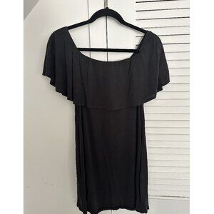 Off the Shoulder Dress in Dark Gray/Black
